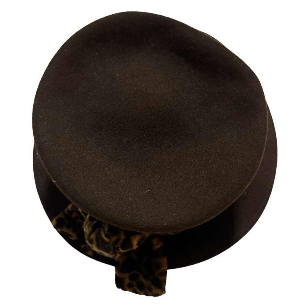 Charter club - 100% wool hat - brown with leopard print wrap - Picture 2 of 7